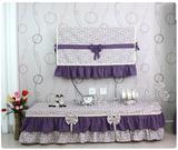 韩式紫色涤棉布料桌布茶几套电视柜罩布订做田园桌布防尘罩可定做
