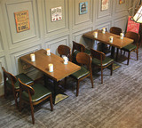 批发复古咖啡厅桌椅组合 休闲实木西餐厅餐桌椅 新款奶茶店桌椅