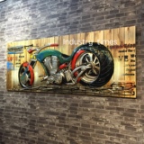 美式复古木质摩托车木板画咖啡厅酒吧网咖个性墙上装饰画壁饰挂件