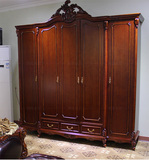 欧式五门衣柜 美式实木古典衣柜 卧室立式雕花衣橱 整体简欧衣柜