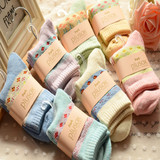 新款 日系女式棉袜 加厚毛巾底女袜 糖果色袜子 保暖袜