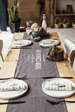 Moreover品牌独立原创设计人气灰色亚麻餐桌旗桌布台面布简约大气