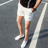 欧洲站2016夏装新款 韩版时尚男士修身显瘦超短裤潮男卷边三分裤