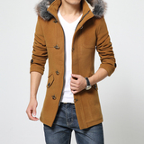新款秋冬季男装韩版中长款呢子衣服男 青年修身男士风衣潮 外套