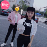 2016春夏季女装韩版学院风原宿糖果色五分袖防晒衣短款外套学生装