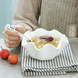 创意陶瓷碗纯白色 酒店餐具异形西餐欧式 甜品水果沙拉碗大碗个性
