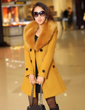 韩版秋冬新款女装中长款风衣修身显瘦外套时尚羊毛呢子大毛领大衣