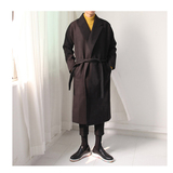 韩版日系冬季男装毛呢大衣羊绒宽松加厚英伦超长款呢子大衣外套潮
