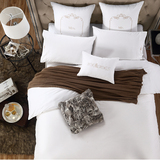五星级酒店四件套全棉1.8m床上用品1.5m白色简约被套床单纯棉贡缎