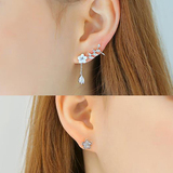 韩国进口饰品 纯银耳环女气质同款925银针时尚可爱不对称耳夹耳钉