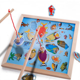 宝宝磁性木质木制大号钓鱼玩具 儿童早教益智力 1-2-3岁钓鱼游戏