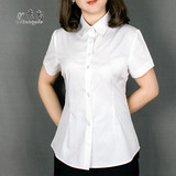 韩版夏季女装工装加肥大码大号胖MM职业通勤衬衫短袖白色女士衬衣