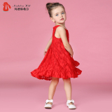 童装女童夏装连衣裙红色蓬蓬裙3-4-5岁女宝宝裙子6儿童夏季公主裙