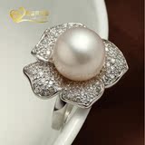 珍珠戒指  珍珠镶钻戒指款18K白金镶嵌专业裸石高端设计加工定制