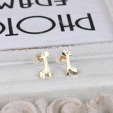 韩国进口 MINI正品 可爱长颈鹿14K金黄金耳钉耳环女耳饰品