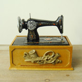 缝纫机模型 老外婆怀旧木质针线盒 家用大号收纳针线盒 十字绣盒