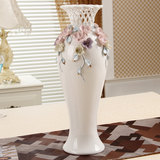 高花瓶陶瓷白色现代简约家居装饰摆件落地客厅电视柜摆设新婚礼物