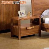 中格家具 中式现代简约家具 泰国橡胶木实木储物柜床边床头柜6133