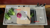 普乐美 CM904 厨房洗菜盆 304不锈钢水槽 豪华套餐 双槽带垃圾桶