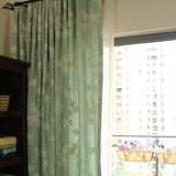 美式法式乡村 绿色棉线绣花窗帘 布帘 客厅卧室 可定制