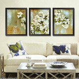 花卉油画客厅装饰画有框画现代三联画沙发背景墙画实木壁画挂画