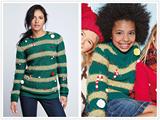 英国NEXT女装代购201510 立体条纹圣诞树造型亲子毛衣