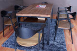 LOFT美式乡村复古做旧工业风格餐椅办公餐桌椅组合咖啡圈椅