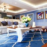 蓝色地中海 现代简约客厅卧室沙发茶几地毯纯手工定制酒店满铺