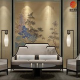 新中式家具实木沙发古典山水组合会所客厅洽谈布艺三人沙发定制