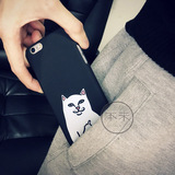 恶搞笑中指口袋猫iPhone6s手机壳6苹果Plus保护套5s磨砂硬壳4.7寸