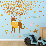 可移除墙贴 儿童房宝宝卧室床头装饰幼儿园教室卡通墙贴童话小鹿
