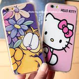 新款 粉色萌猫 超薄iPhone6plus手机壳5S卡通4S保护套加菲猫外壳