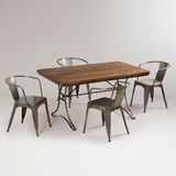 复古实木餐桌餐椅庭院防腐木家具三件套实木铁艺阳台休闲桌椅组合
