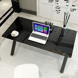 简约现代创意办公桌 家用电脑桌台式书桌工作台 书房家具黑色玻璃