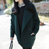 代购ZARA正品新款毛呢外套直筒型宽松女装墨绿色茧型女呢子大衣
