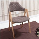 现代简约欧式A字餐椅时尚靠背书房实木泰国椅子布艺软包宜家包邮