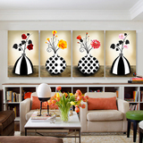 现代客厅装饰画抽象花瓶艺术画餐厅挂画卧室壁画花卉无框画三联画