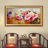 油画手绘装饰油画 客厅沙发背景壁画 花开富贵牡丹花油画