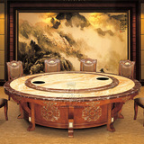 古典中式酒店餐桌 实木电动智能火锅桌带电磁炉嵌入式火锅桌H036