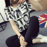 2016新潮女印花字母上衣T恤女士韩版学生宽松潮半袖短袖棉打底衫