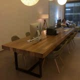 美式乡村铁艺实木餐桌原木复古长方形办公桌工作台电脑桌酒吧桌子