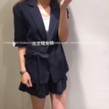 韩国东大门代购夏季女装新款亚麻西装套装