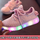 儿童LED彩色灯光鞋男女童鞋板鞋2016韩版套脚椰子灯鞋透气休闲鞋