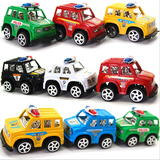 儿童塑料玩具回力汽车模型警车金属回力车惯性小汽车套装迷你警车