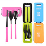 创意旅行便携式餐具盒 可爱韩式创意叉勺筷子套装 便携卫生餐具