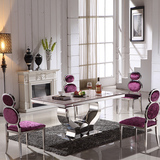 不锈钢大理石餐桌新款欧式古典长方形火锅餐台小户形酒饭店桌椅