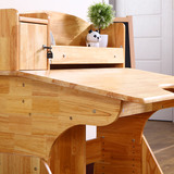 降 小学生护童木质书桌橡胶木写字桌子儿童学习桌椅套装实木可升