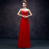 2016新款韩版晚礼服红色长款敬酒服年会主持人礼服女新娘结婚礼服