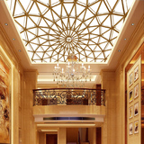 欧式客厅吊顶墙无缝大型壁画条纹简约圆形天花板棚顶墻纸