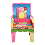米洛丹新中式实木拼花布撞彩色餐椅 装饰展示太师椅 别墅会所店铺